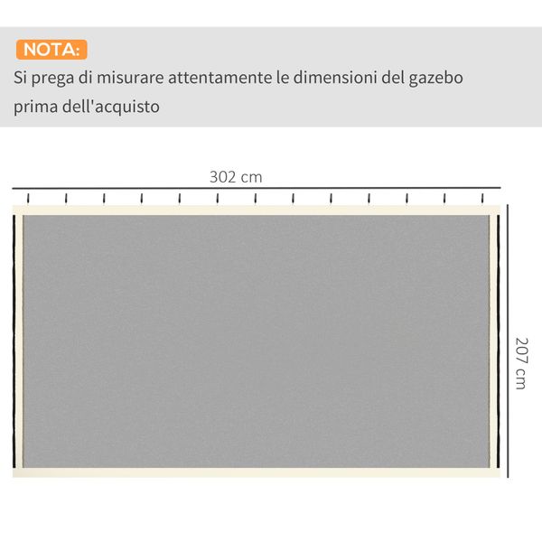 Zanzariera per gazebo tende di ricambio universale con cerniere, 302x207cm - nero e beige - 