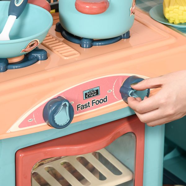 Cucina giocattolo per bambini 3-6 anni, caffetteria ristorante con 50 accessori inclusi, 79.5 x 33 x 90.5cm - 