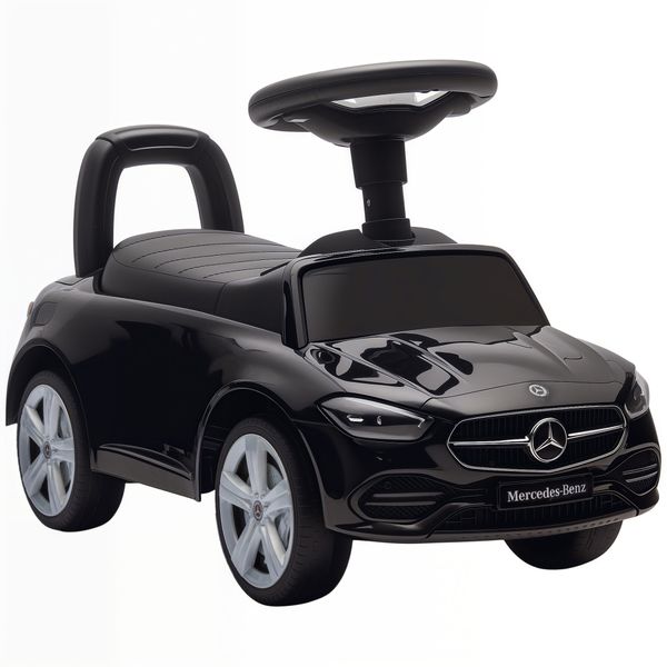 Macchina per bambini licenza mercedes benz con clacson e spazio portaoggetti, 65x28x39 cm, nero - 