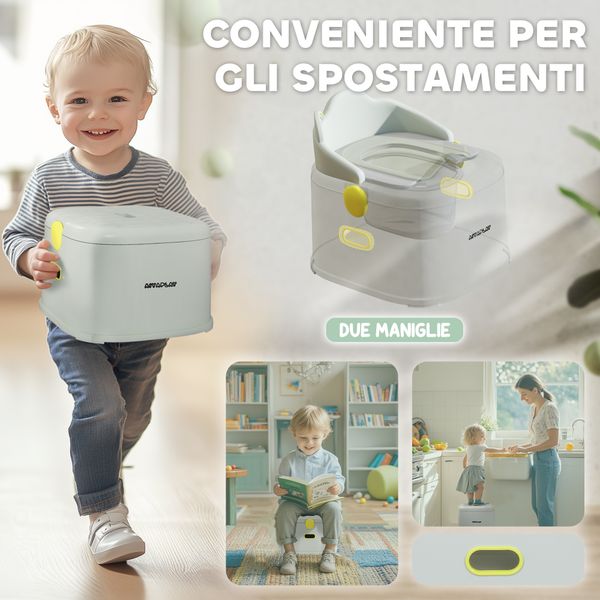 Vasino per bambini 3 in 1 con vaschetta rimovibile e imbottitura, età 6 mesi-6 anni, grigio - 