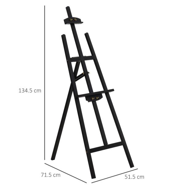 Cavalletto pittura, 135 cm cavalletto treppiede per dipingere su tela, cavalletto in legno di pino regolabile - 
