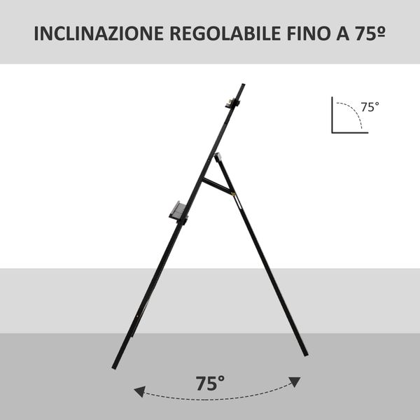 Cavalletto pittura, 135 cm cavalletto treppiede per dipingere su tela, cavalletto in legno di pino regolabile - 