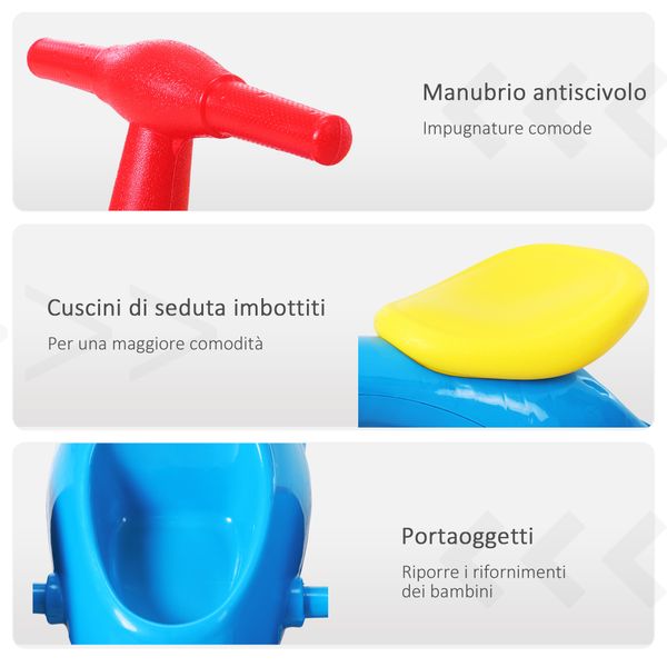 Bicicletta equilibrio senza pedali giochi con 4 ruote per bambini da 18-36 mesi blu e rosso 57cm x 33.5cm x 42.5cm - 