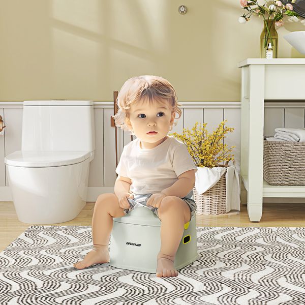 Vasino per bambini 3 in 1 con vaschetta rimovibile e imbottitura, età 6 mesi-6 anni, grigio - 