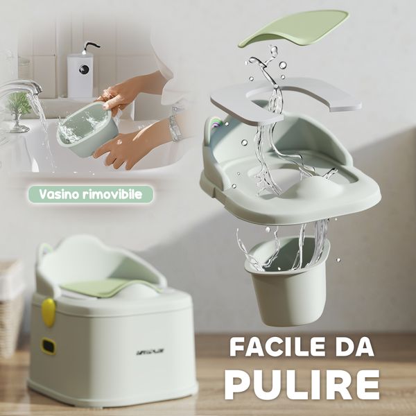Vasino per bambini 3 in 1 con vaschetta rimovibile e imbottitura, età 6 mesi-6 anni, grigio - 