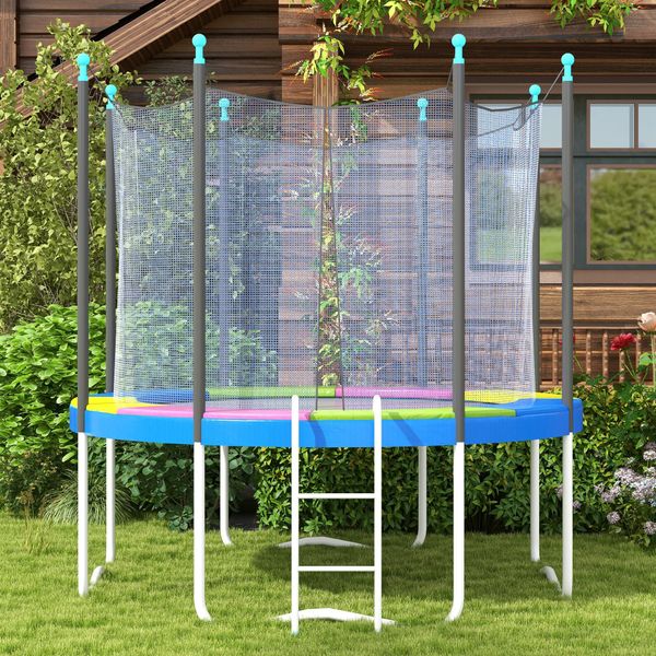 Copertura tappeto elastico ø244x30 cm pieghevole e portatile, in plastica, pe e schiuma, multicolore - 
