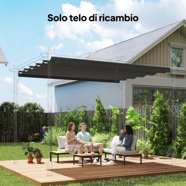 Tettuccio di ricambio per gazebo da giardino con 10 fori, copertura in poliestere traspirante, grigio - 