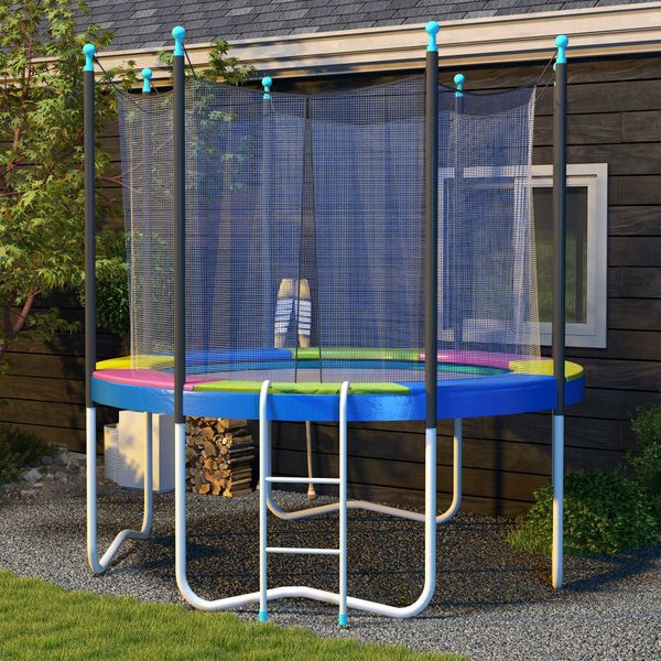 Copertura tappeto elastico ø305x30 cm pieghevole e portatile, in plastica, pe e schiuma, multicolore - 