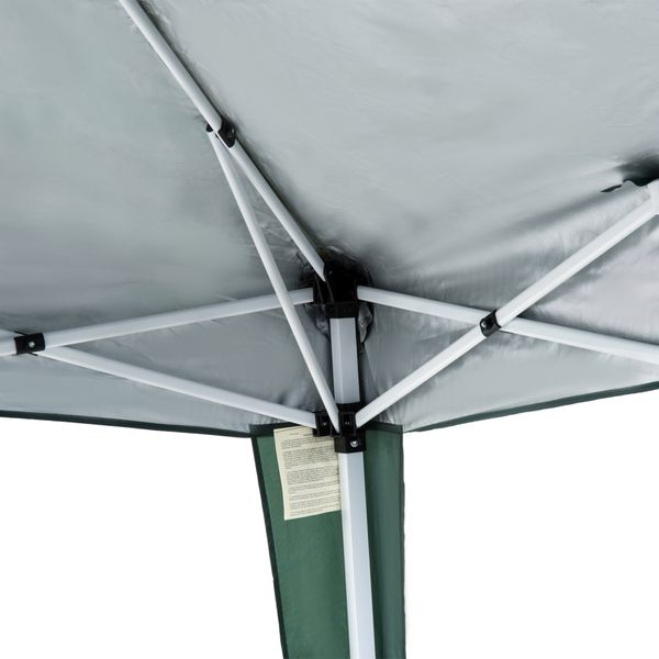 Gazebo pieghevole da giardino 2.4x2.4m con struttura in acciaio e corde antivento, verde - 