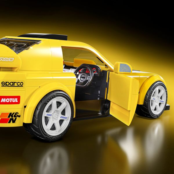​​mattel brick shop hot wheels - '07 honda s2000 serie speed, set da costruire con 257 pezzi, dettagli realistici e adesivi per personalizzare l'auto - BRICK SHOP