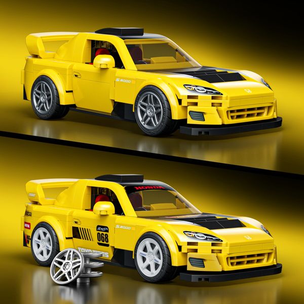 ​​mattel brick shop hot wheels - '07 honda s2000 serie speed, set da costruire con 257 pezzi, dettagli realistici e adesivi per personalizzare l'auto - BRICK SHOP