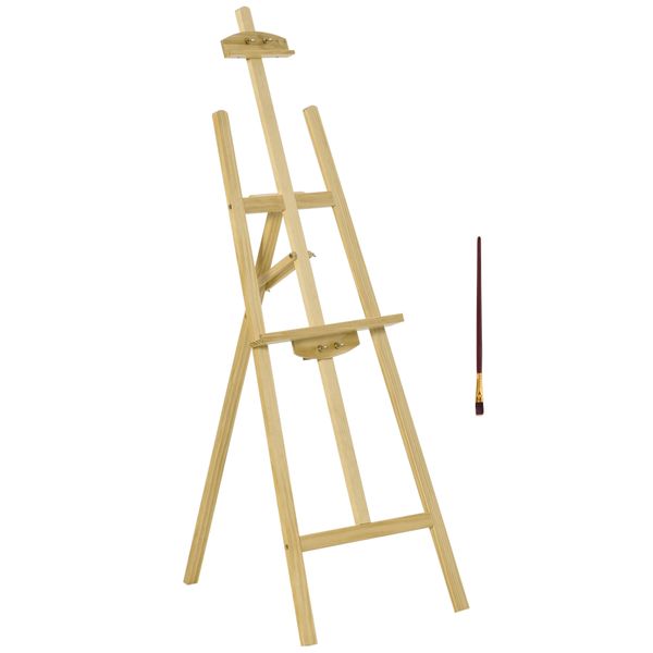 Cavalletto per pittura portatile e pieghevole, altezza e inclinazione regolabili, colore legno - 