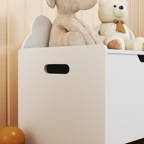 Baule portagiochi in legno a forma di orso e capacità 20 kg 60x38x48 cm, bianco - 