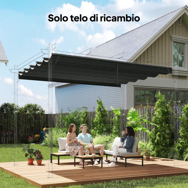 Tettuccio di ricambio per gazebo da giardino 3x3 m con 10 fori, copertura in poliestere, grigio - 