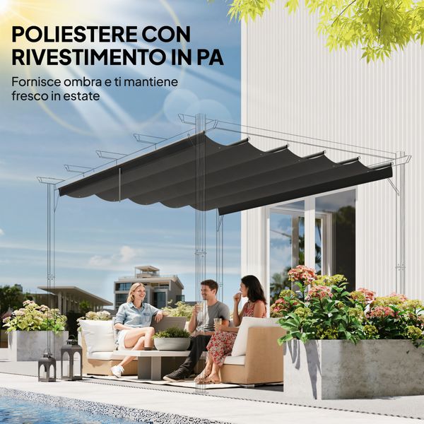 Tettuccio di ricambio per gazebo da giardino 3x3 m con 10 fori, copertura in poliestere, grigio - 