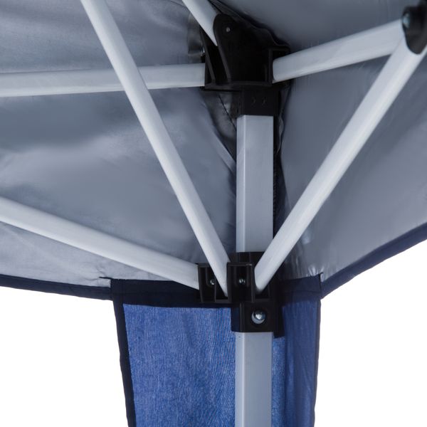 Gazebo pieghevole da giardino 2.4x2.4m con struttura in acciaio e corde antivento, blu - 