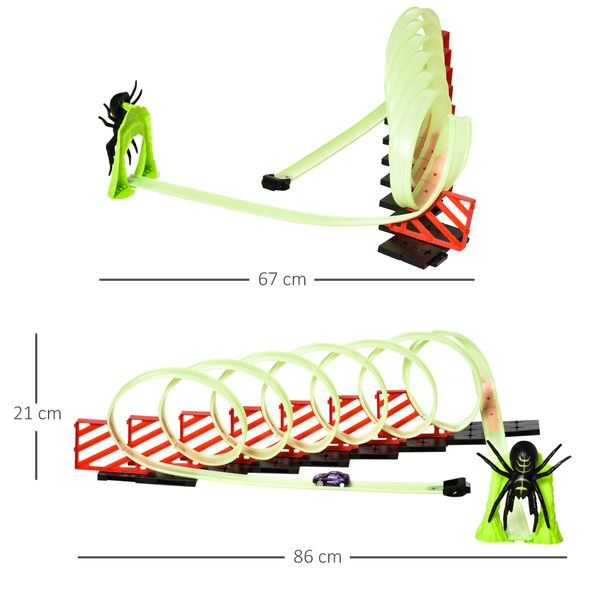 Pista per macchinine con effetti luminosi e automobilina, per bambini da 3-6 anni, 86x67x21cm - 