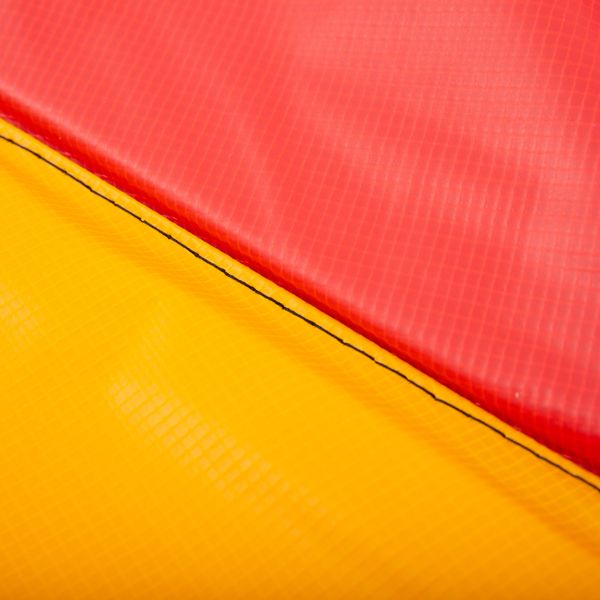 Copertura tappeto elastico ø305x1.5 cm pieghevole e portatile, protezione trampolino da giardino in plastica, pe e schiuma epe, rosso, blu e giallo - 