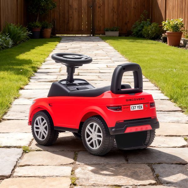 Macchina per bambini licenza land rover con clacson e spazio portaoggetti, 65.5x28x42 cm, rosso - 