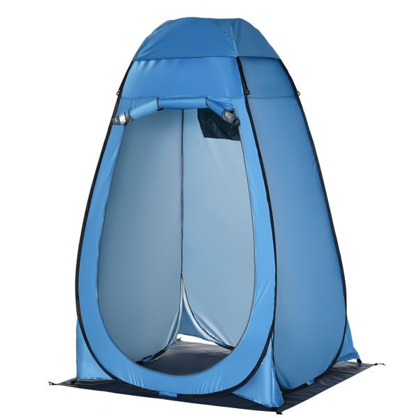 Tenda doccia da campeggio e spiaggia con porta a cerniera e borsa di trasporto, 126x124x189 cm, blu - 