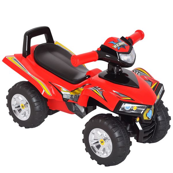 Quad giocattolo per bambini con clacson, musica e luci, 60x38x42 cm, in pp rosso - 