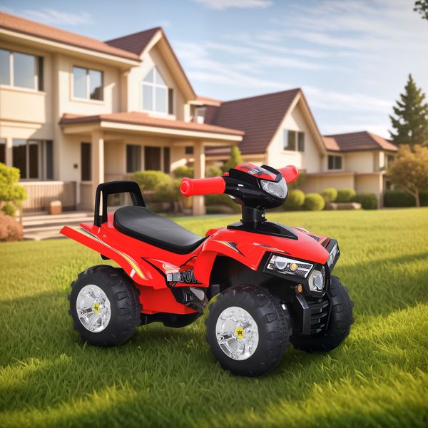 Quad giocattolo per bambini con clacson, musica e luci, 60x38x42 cm, in pp rosso - 
