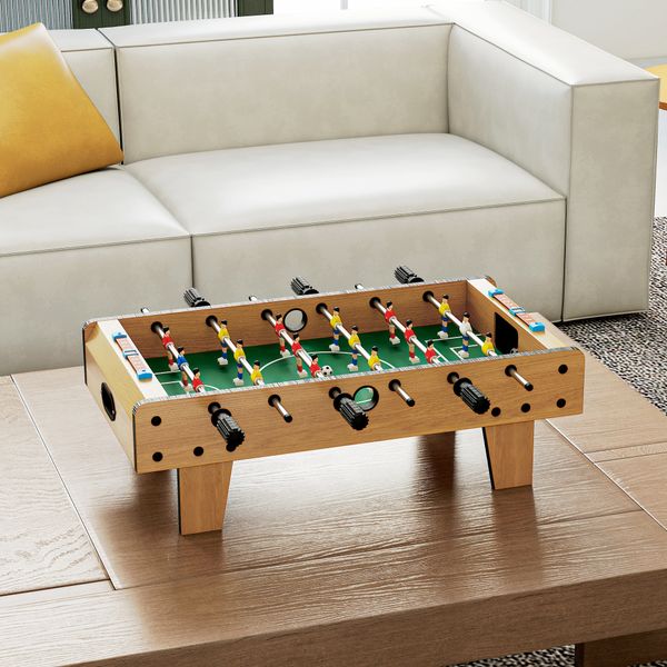 Calcio balilla pieghevole per adulti e bambini con 2 palline e segnapunti, in legno, 69x36.5x22 cm, color legno - 