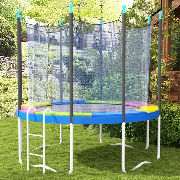 Copertura tappeto elastico ø244x30 cm pieghevole e portatile, in plastica, pe e schiuma, multicolore - 