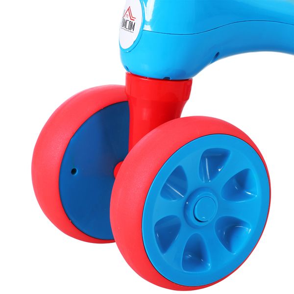 Bicicletta equilibrio senza pedali giochi con 4 ruote per bambini da 18-36 mesi blu e rosso 57cm x 33.5cm x 42.5cm - 