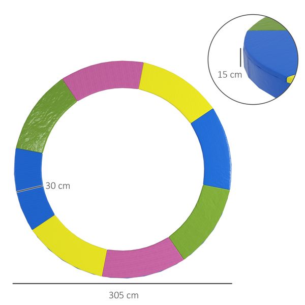 Copertura tappeto elastico ø305x30 cm pieghevole e portatile, in plastica, pe e schiuma, multicolore - 