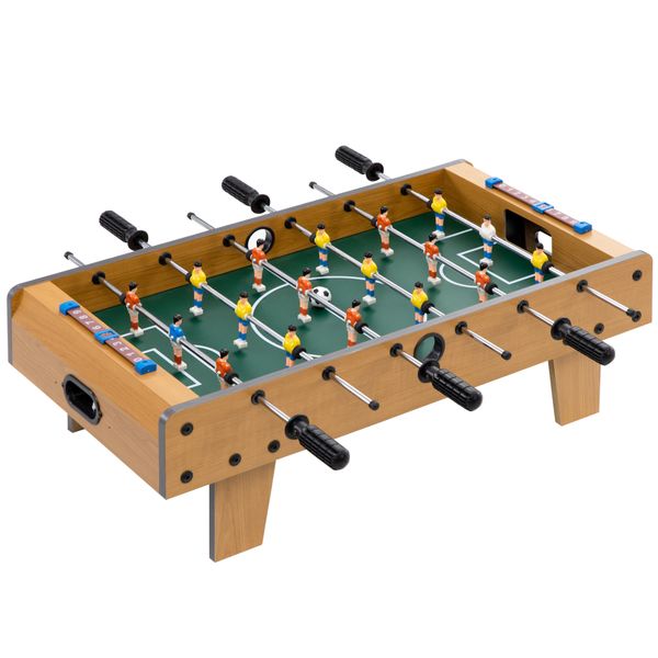 Calcio balilla pieghevole per adulti e bambini con 2 palline e segnapunti, in legno, 69x36.5x22 cm, color legno - 