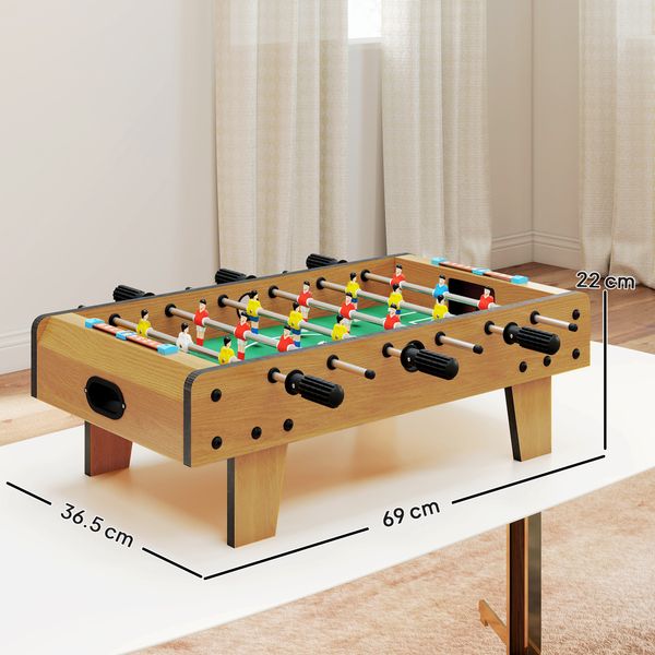Calcio balilla pieghevole per adulti e bambini con 2 palline e segnapunti, in legno, 69x36.5x22 cm, color legno - 