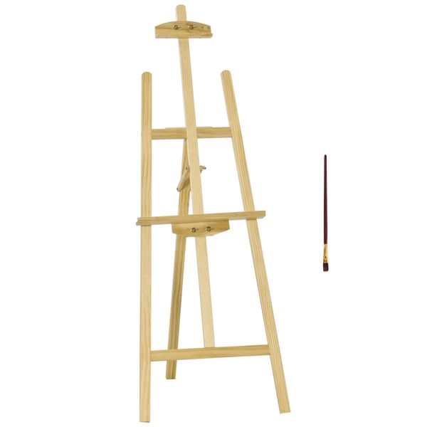 Cavalletto per pittura portatile e pieghevole, altezza e inclinazione regolabili, colore legno - 