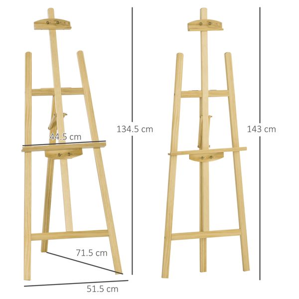 Cavalletto per pittura portatile e pieghevole, altezza e inclinazione regolabili, colore legno - 