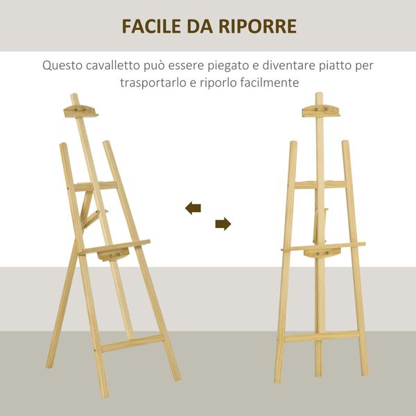 Cavalletto per pittura portatile e pieghevole, altezza e inclinazione regolabili, colore legno - 