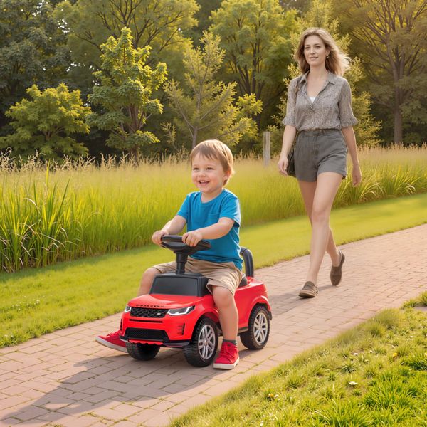 Macchina per bambini licenza land rover con clacson e spazio portaoggetti, 65.5x28x42 cm, rosso - 