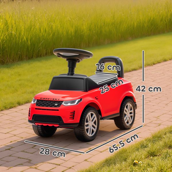 Macchina per bambini licenza land rover con clacson e spazio portaoggetti, 65.5x28x42 cm, rosso - 