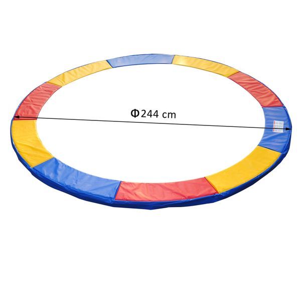 Copertura imbottita bordo trampolino, protezione per tappeto elastico giaridno in plastica, ø244cm, multicolore - 