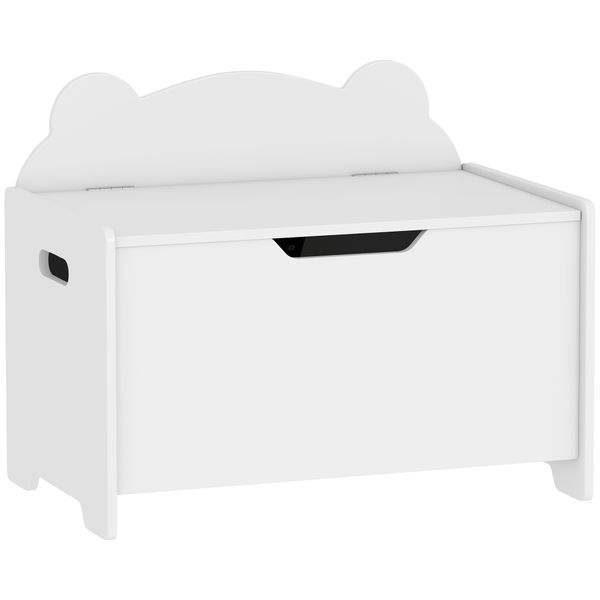 Baule portagiochi in legno a forma di orso e capacità 20 kg 60x38x48 cm, bianco - 