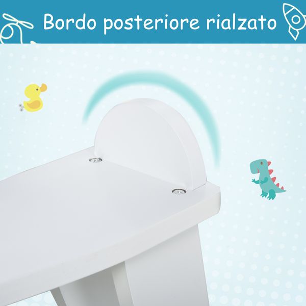 Cavallo a dondolo bambini da 1-3 anni in legno con maniglie e poggiapiedi, 68x26.5x48 cm, bianco - 
