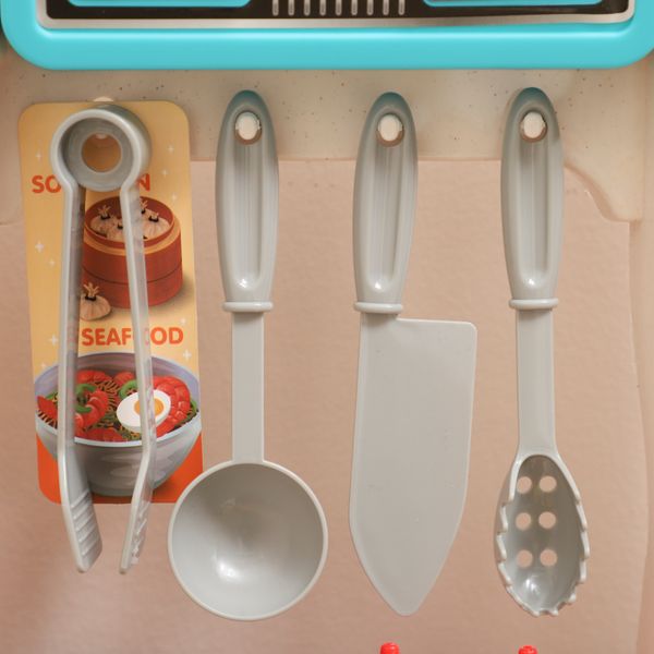 Cucina giocattolo per bambini 3-6 anni con 92 accessori, in pp, pe e abs, 44.5x24x79 cm, verde - 