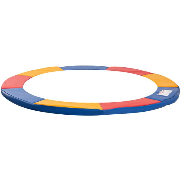 Copertura tappeto elastico ø305x1.5 cm pieghevole e portatile, protezione trampolino da giardino in plastica, pe e schiuma epe, rosso, blu e giallo - 