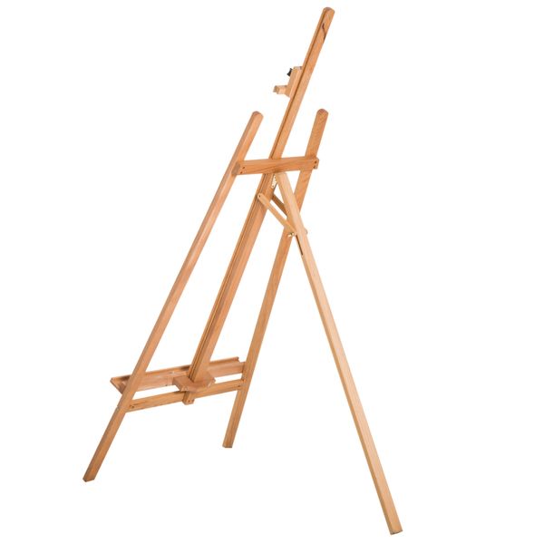 Cavalletto per pittura treppiede con supporto per tela regolabile in legno di faggio, 65x68x174-230 cm - 