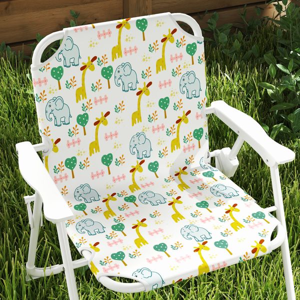 Set da giardino per bambini 2-5 anni con tavolino rotondo, 2 sedie pieghevoli e un ombrellone, bianco - 
