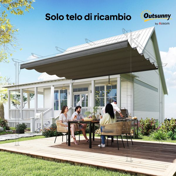 Tettuccio di ricambio per gazebo da giardino 3x3 m con 10 fori, copertura in poliestere, grigio - 