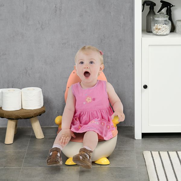 Vasino per bambini con schienale, vaschetta rimovibile e braccioli, età 6 mesi-3 anni, rosa - 