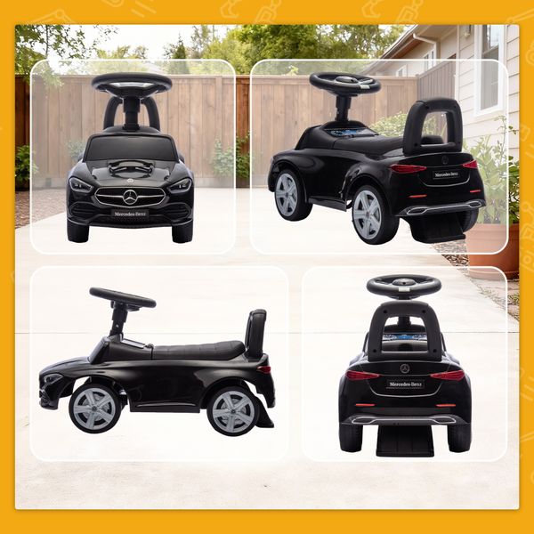 Macchina per bambini licenza mercedes benz con clacson e spazio portaoggetti, 65x28x39 cm, nero - 