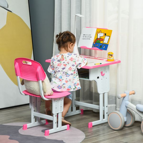 Set scrivania e sedia per bambini 6-12 anni ad altezza regolabili - 