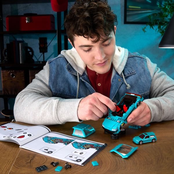 Mattel brick shop hot wheels – custom '90 honda civic ef, set costruzione 248 pezzi con adesivi e dettagli realistici - BRICK SHOP