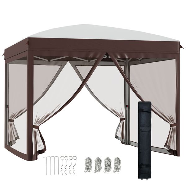 Gazebo da giardino 3x3 m con zanzariera e borsa da trasporto con ruote, color crema - 